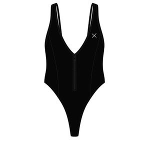 Manhattan Black Zipper One Piece Swimsuit Boutinela Size Medium
